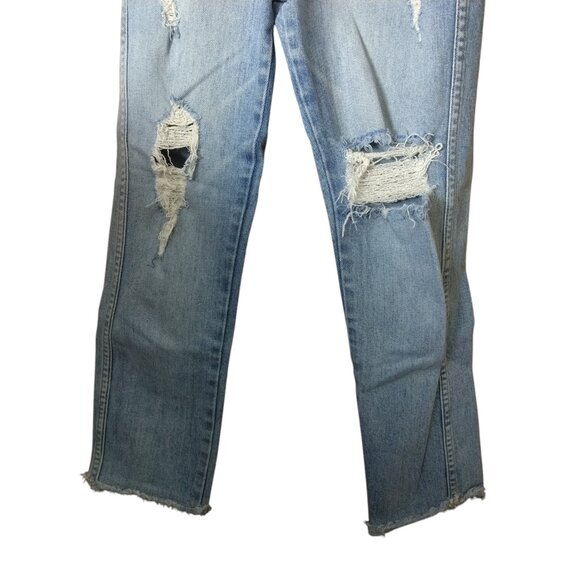 REVICE Size 25 Women's Blue Button Fly High Rise Distressed Raw Hem Denim Jeans - Picture 3 of 5